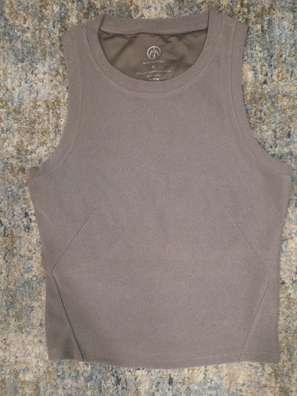 Ribbed Crewneck Tank Top in Taupe